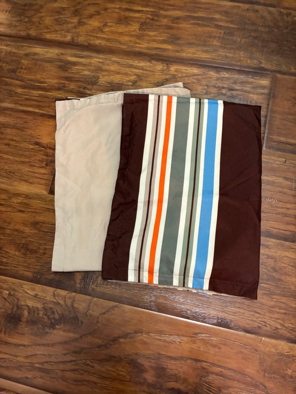 Striped Brown and Beige Bedding Pillowcase Pair